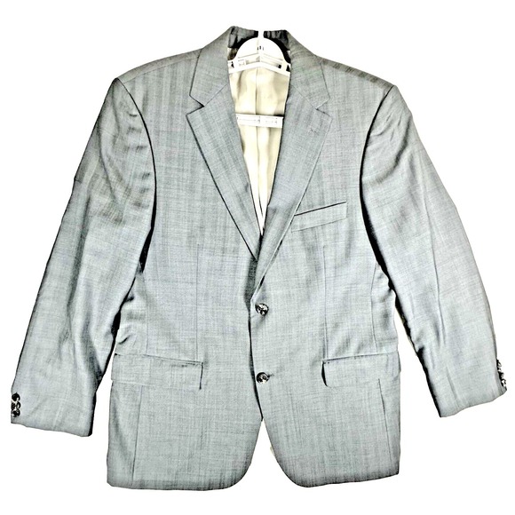 Hugo Boss Mens Super 100 Blazer 44R Wool Silver Gray Coat Pasolin Movie Formal - Picture 1 of 16